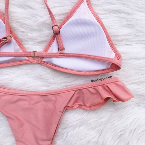 ❤️CLEARANCE❤️ Peach ruffled cheeky bikini set - Picture 4 of 5